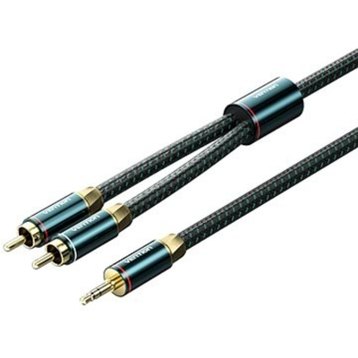 VENTION Cotton Braided 3.5mm Male to 2RCA Male Audio Cable 5M Green Copper Type (BCSGJ) (VENBCSGJ)