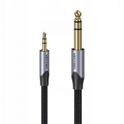 VENTION Cotton Braided TRS 3.5mm Male to 6.5mm Male Audio Cable 2M Gray Aluminum Alloy Type (BAUHH) (VENBAUHH)