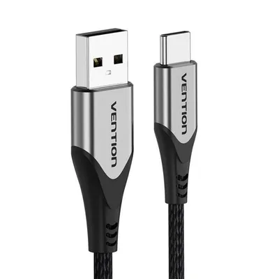 VENTION Cotton Braided USB 2.0 A Male to C Male 3A Cable 0.25M Gray Aluminum Alloy Type (CODHC) (VENCODHC)