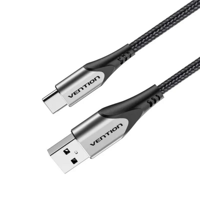 VENTION Cotton Braided USB 2.0 A Male to C Male 3A Cable 1.5M Gray Aluminum Alloy Type (CODHG) (VENCODHG)