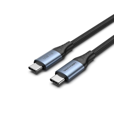 VENTION Cotton Braided USB 4.0 Type-C to Type-C 5A Cable 1M Gray Aluminum Alloy Type (TAVHF) (VENTAVHF)