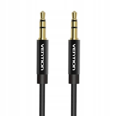 VENTION Fabric Braided 3.5mm Male to Male Audio Cable 0.5M Black Metal Type (BAGBD) (VENBAGBD)