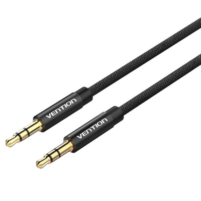 VENTION Fabric Braided 3.5mm Male to Male Audio Cable 1.5M Black Metal Type (BAGBG) (VENBAGBG)