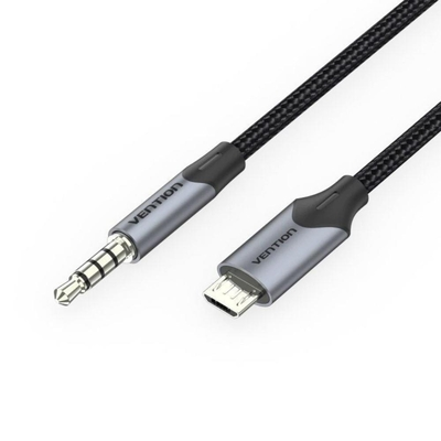 VENTION Micro USB Male to TRRS 3.5mm Male Audio Cable 1M Black (BDGBF) (VENBDGBF)