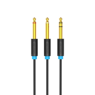 VENTION TRS 6.5mm Male to 2*6.5mm Male Audio Cable 5M Black (BATBJ) (VENBATBJ)
