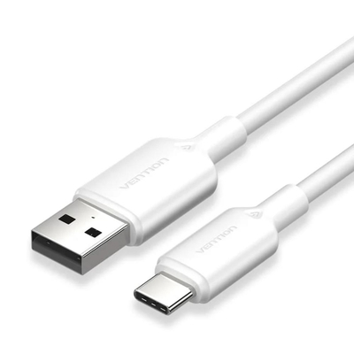 VENTION USB 2.0 A Male to C Male 3A Cable 1M White Flexible PVC Type (CWAWF) (VENCWAWF)