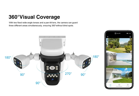 VSTARCAM smart ηλιακή κάμερα BG621SR, triple lens, 2MP, 4G, SD, PTZ, IP66