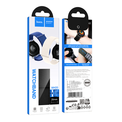 Watchband Hoco WH20 Belle Series Nylon για Samsung Huawei Xiaomi Vivo OPPO κα 20mm Universal Μαύρο