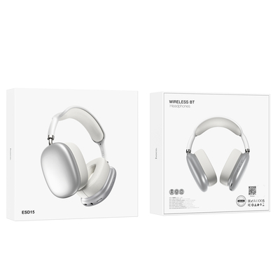 Wireless Ακουστικά Stereo Hoco. ESD15 Cool Shadow V5.3 400mAh 12 'Ωρες Λειτουργίας με υποδοχή Micro SD, Μικρόφωνο  και AUX Ασημί