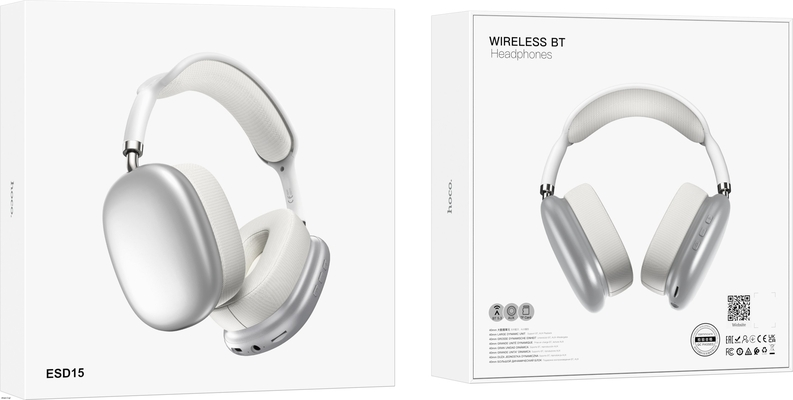 Wireless Ακουστικά Stereo Hoco. ESD15 Max Shadow v5.3 400mAh ANC με Μικρόφωνο και AUX Ασημί