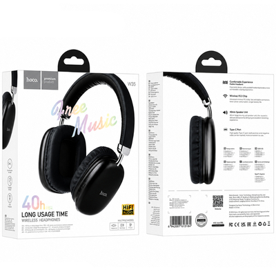Wireless Ακουστικά Stereo Hoco W35 Hi-Fi v5.3 400mAh με Υποδοχή MicroSD και AUX Μαύρα