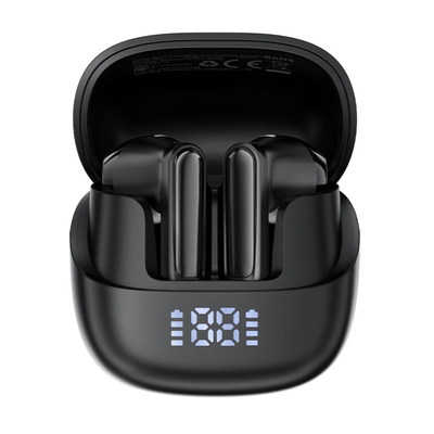 Wireless Earphones Hands Free Acefast W2 TWS v5.4 400mAh 8hr Λειτουργίας ANC και 4-Mic ENC Τεχνολογία IPX4 με LED Display Μαύρα