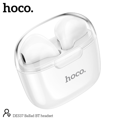Wireless Hands Free Hoco. DES37 Ballad TWS V5.3 250mAh 3.5 Ώρες Λειτουργίας Συμβατό με Siri Λευκά