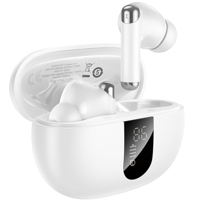 Wireless Hands Free Hoco EQ27 Fun ANC+ENC v5.4 300mAh 7 Ώρες Λειτουργίας Εναλλαγή Master / Slave Συμβατά με Siri Λευκά