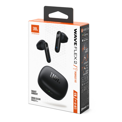 Wireless Hands Free JBL Wave Flex 2 Earbud TWS με Pure Bass ANC έως 40 Ώρες Λειτουργίας BT v5.3 IP54 και Fast Charge Θήκη Μαύρο