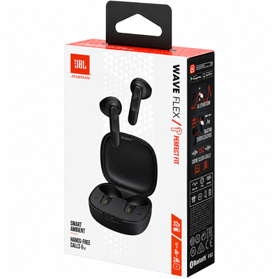 Wireless Hands Free JBL Wave Flex  Earbud με Voice Aware έως 32 Ώρες Λειτουργίας BT v5.2 IP54 Black