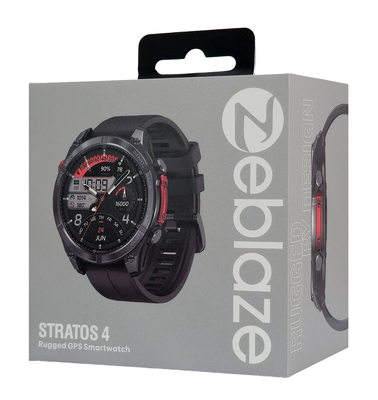 ZEBLAZE smartwatch Stratos 4 με φακό, heart rate, 1.43" AMOLED, GPS, 5 ΑΤΜ, MIL-STD-810H, μαύρο