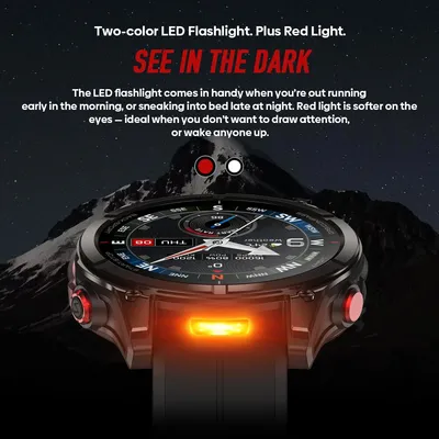 ZEBLAZE smartwatch Stratos 4 Pro με φακό, heart rate, 1.43" AMOLED, GPS, 5 ΑΤΜ, μαύρο