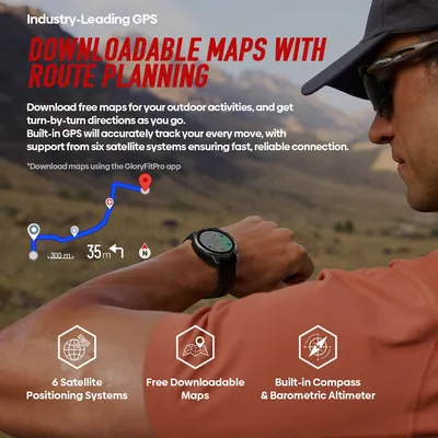 ZEBLAZE smartwatch Stratos 4 Pro με φακό, heart rate, 1.43" AMOLED, GPS, 5 ΑΤΜ, μαύρο