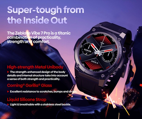 ZEBLAZE smartwatch Vibe 7 Pro, heart rate, 1.43" AMOLED, 3 ATM, ασημί