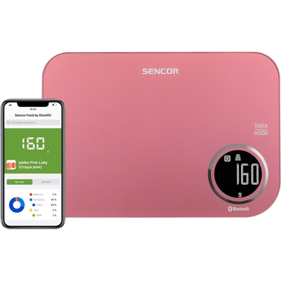 Ζυγαριά Κουζίνας 5kg Sencor SKS 7074RD LCD Οθόνη με Bluetooth και Εφαρμογή Κινητού Κόκκινη